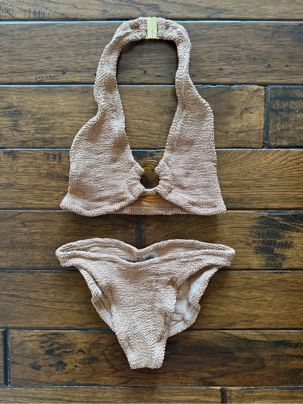 NWOT Hunza G halter bikini in cocoa.